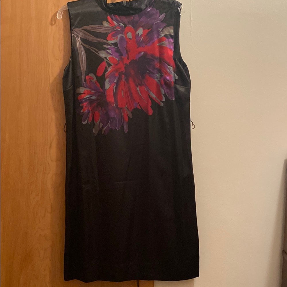 Apostrophe Black and Red Asymmetrical Cut Out Midi Dress